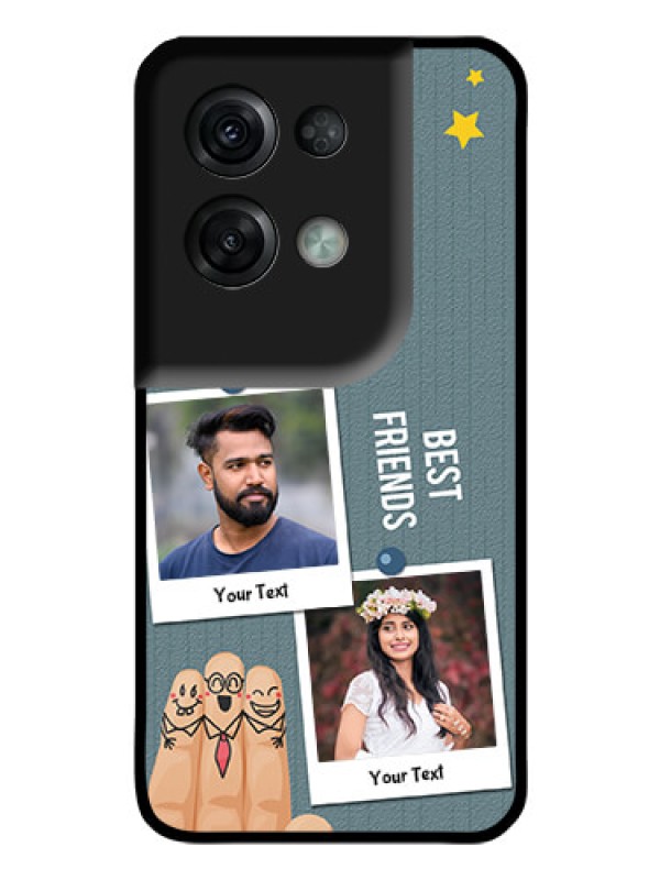 Custom Oppo Reno 8 Pro 5G Personalized Glass Phone Case - Sticky Frames and Friendship Design