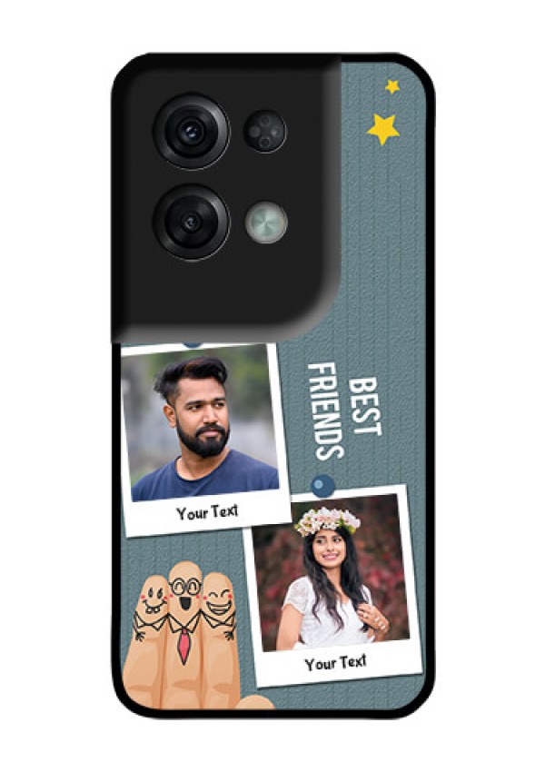 Oppo Reno 8 Pro 5G Personalized Glass Phone Case - Sticky Frames and Friendship Design