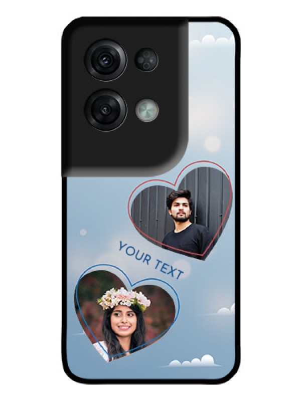 Custom Oppo Reno 8 Pro 5G Custom Glass Mobile Case - Blue Color Couple Design