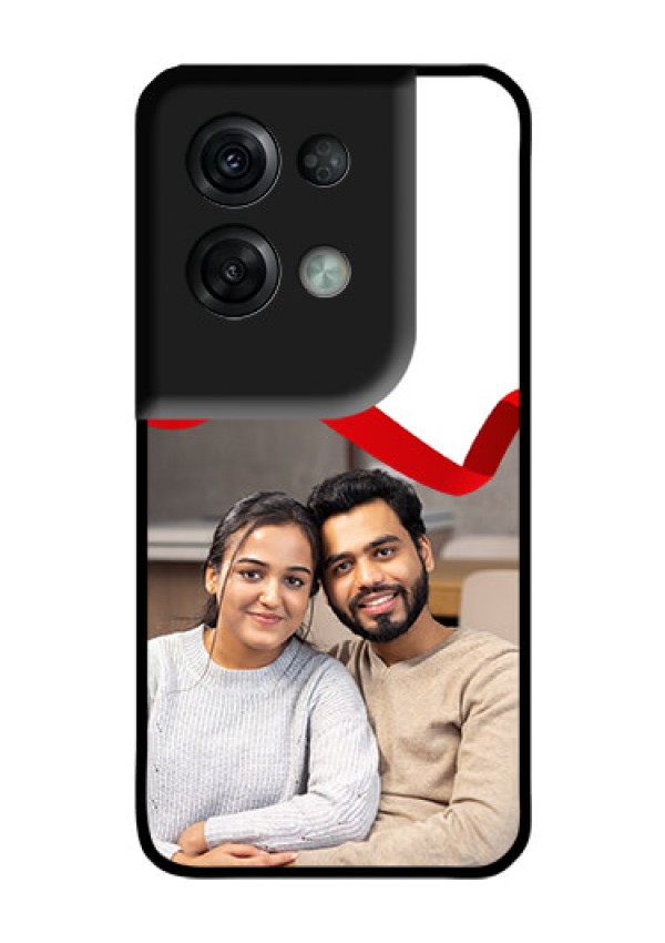 Oppo Reno 8 Pro 5G Photo Printing on Glass Case - Red Ribbon Frame Design