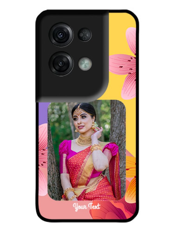 Custom Oppo Reno 8 Pro 5G Custom Glass Mobile Case - 3 Image With Vintage Floral Design