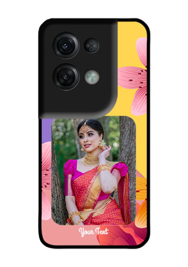 Oppo Reno 8 Pro 5G Custom Glass Mobile Case - 3 Image With Vintage Floral Design