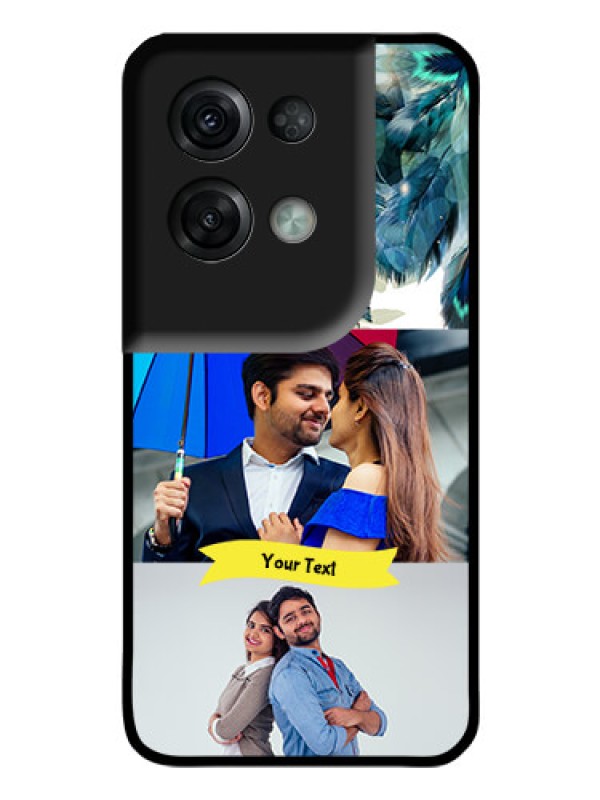 Custom Oppo Reno 8 Pro 5G Personalized Glass Phone Case - Image with Boho Peacock Feather Design