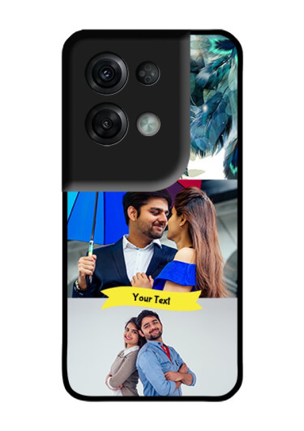 Oppo Reno 8 Pro 5G Personalized Glass Phone Case - Image with Boho Peacock Feather Design