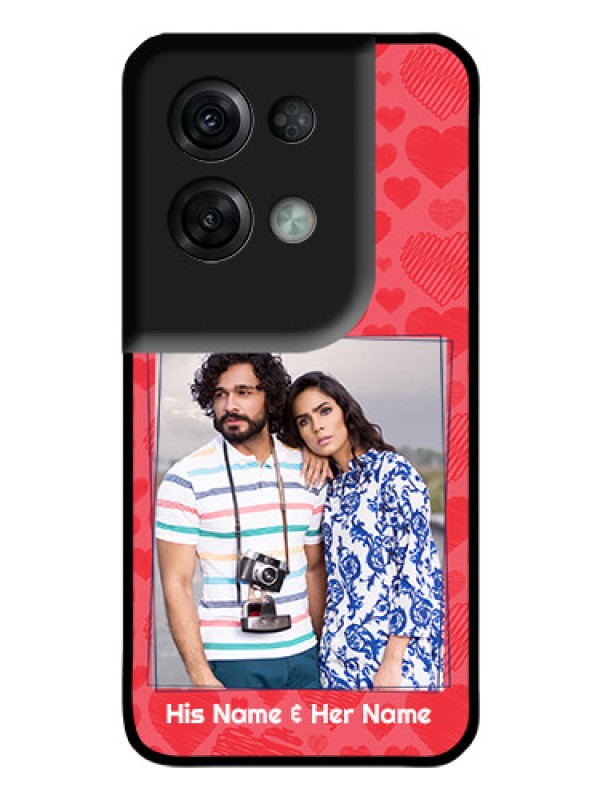 Custom Oppo Reno 8 Pro 5G Photo Printing on Glass Case - with Red Heart Symbols Design
