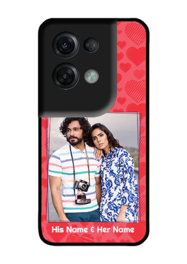 Oppo Reno 8 Pro 5G Photo Printing on Glass Case - with Red Heart Symbols Design