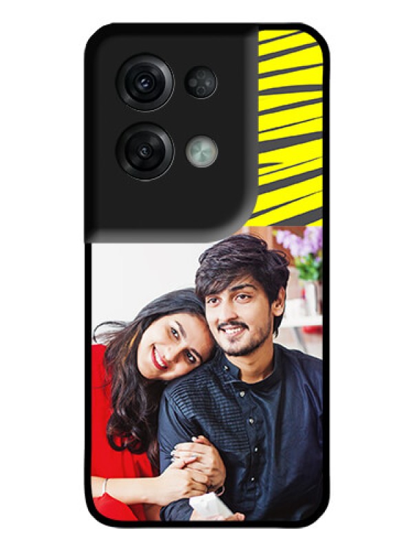 Custom Oppo Reno 8 Pro 5G Photo Printing on Glass Case - Yellow Abstract Design