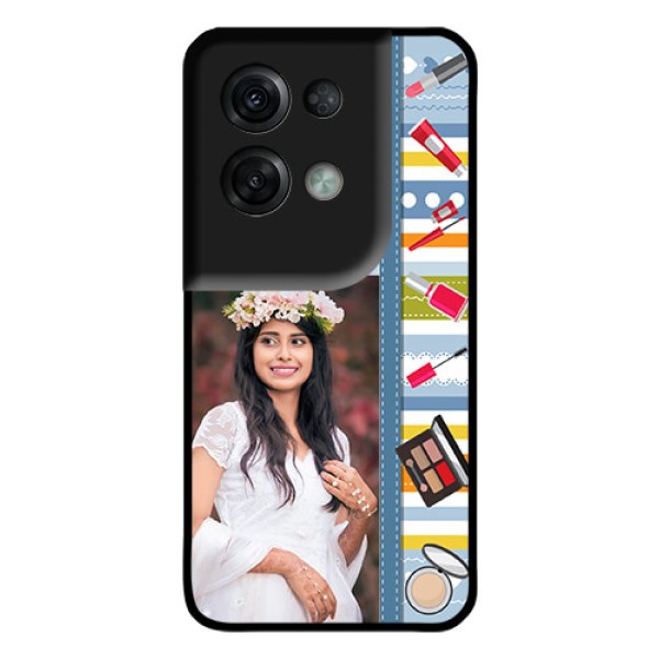Oppo Reno 8 Pro 5G Personalized Glass Phone Case - Makeup Icons Design