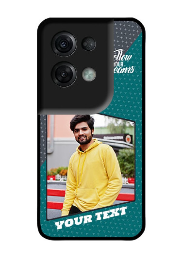 Oppo Reno 8 Pro 5G Personalized Glass Phone Case - Background Pattern Design with Quote