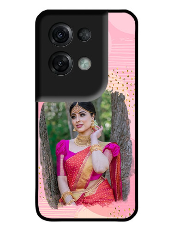 Custom Oppo Reno 8 Pro 5G Personalized Glass Phone Case - Gold Glitter Splash Design