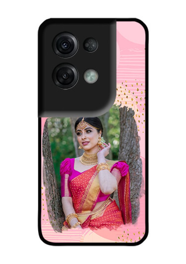 Oppo Reno 8 Pro 5G Personalized Glass Phone Case - Gold Glitter Splash Design