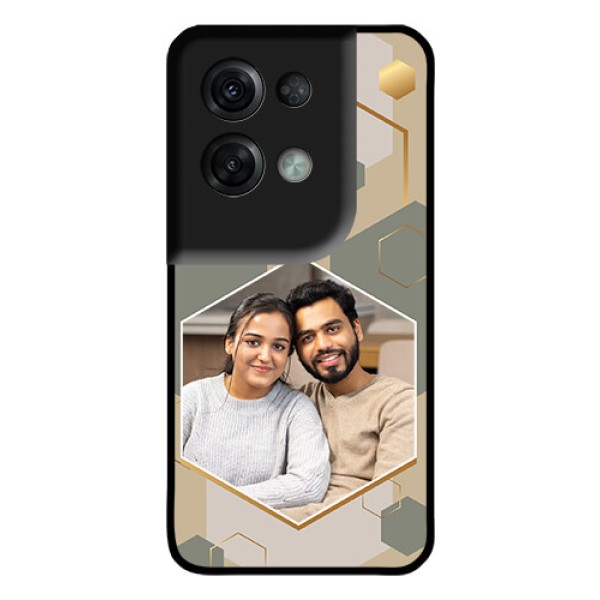 Oppo Reno 8 Pro 5G Photo Printing on Glass Case - Stylish Hexagon Pattern Design Oppo Reno 8 Pro 5G Photo Printing on Glass Case - Stylish Hexagon Pattern Design