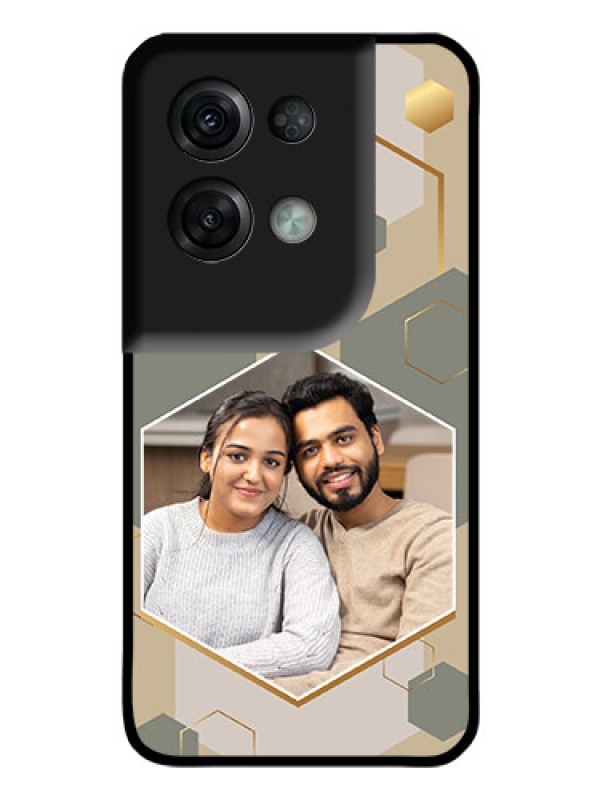 Custom Oppo Reno 8 Pro 5G Photo Printing on Glass Case - Stylish Hexagon Pattern Design