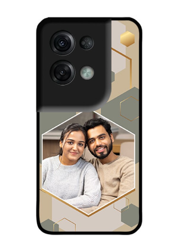 Oppo Reno 8 Pro 5G Photo Printing on Glass Case - Stylish Hexagon Pattern Design