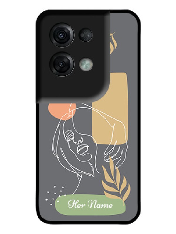 Custom Oppo Reno 8 Pro 5G Custom Glass Phone Case - Gazing Woman line art Design