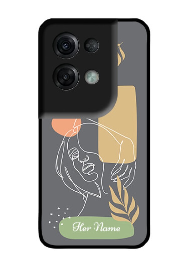 Oppo Reno 8 Pro 5G Custom Glass Phone Case - Gazing Woman line art Design