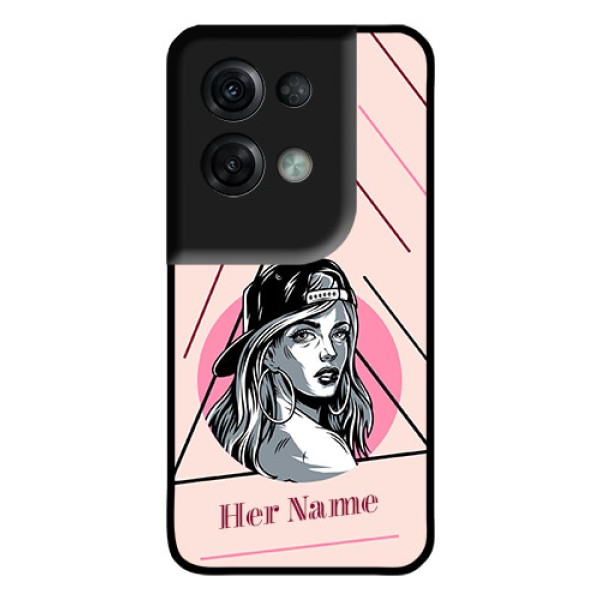 Oppo Reno 8 Pro 5G Personalized Glass Phone Case - Rockstar Girl Design