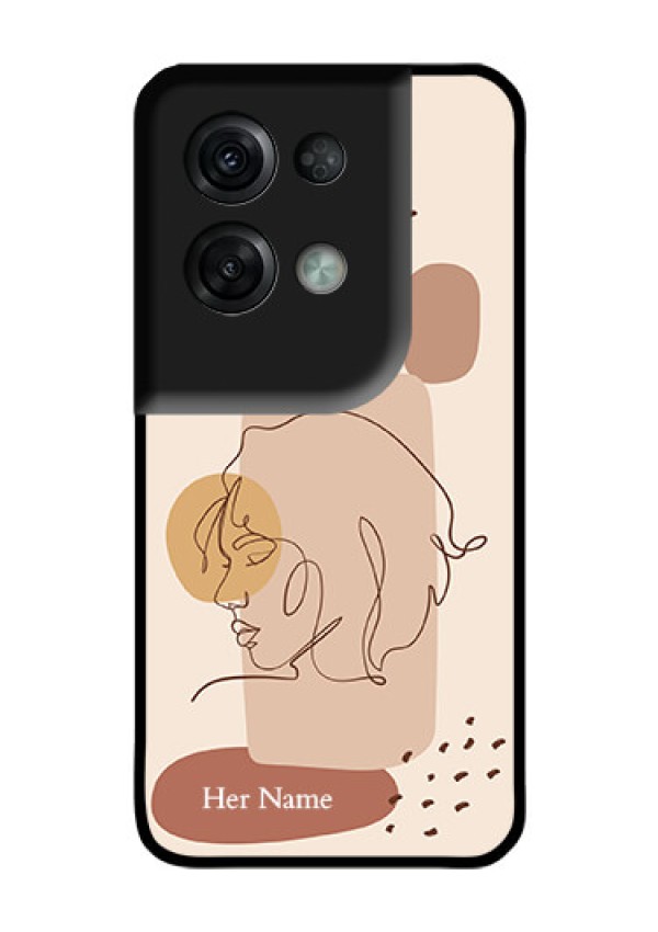 Oppo Reno 8 Pro 5G Photo Printing on Glass Case - Calm Woman line art Design