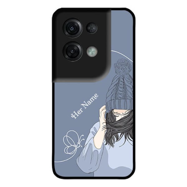 Oppo Reno 8 Pro 5G Custom Glass Mobile Case - Girl in winter outfit Design Oppo Reno 8 Pro 5G Custom Glass Mobile Case - Girl in winter outfit Design