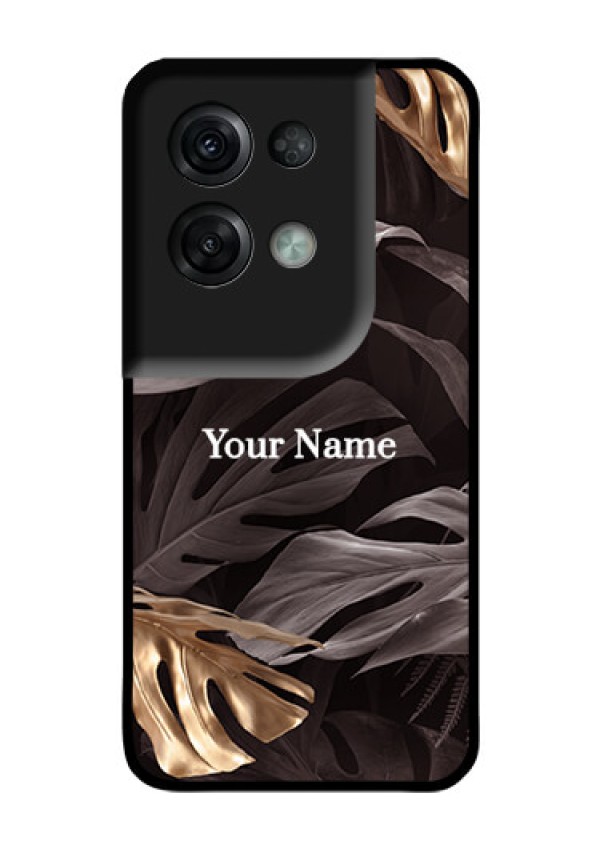 Oppo Reno 8 Pro 5G Personalised Glass Phone Case - Wild Leaves digital paint Design