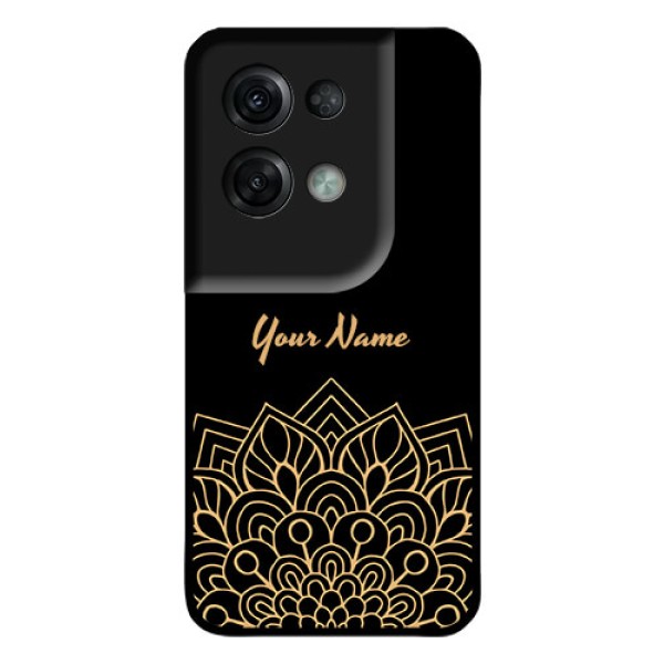 Oppo Reno 8 Pro 5G Custom Glass Phone Case - Golden mandala Design