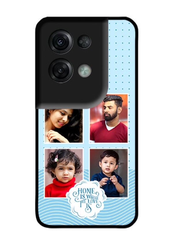 Oppo Reno 8 Pro 5G Custom Glass Phone Case - Cute love quote with 4 pic upload Design