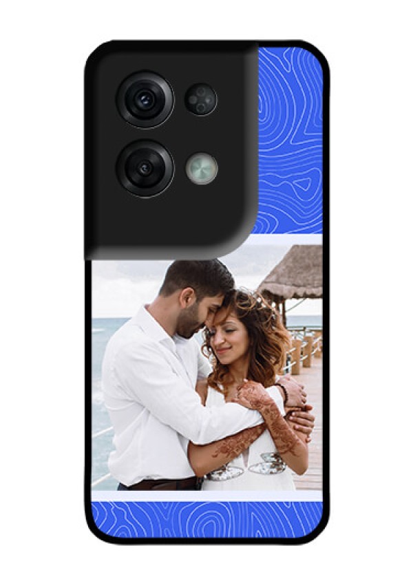 Oppo Reno 8 Pro 5G Custom Glass Mobile Case - Curved line art with blue and white Design