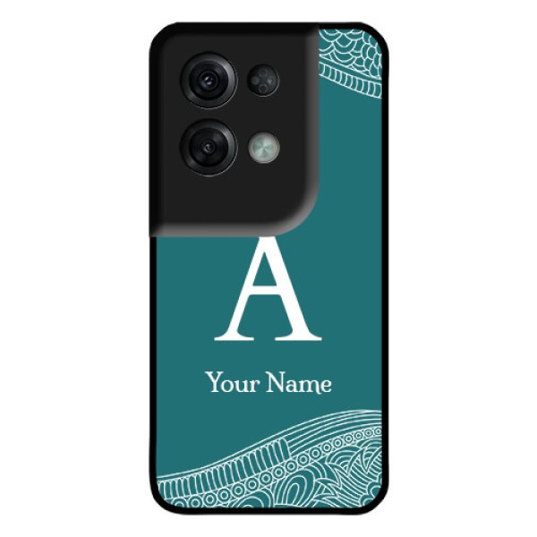 Oppo Reno 8 Pro 5G Personalized Glass Phone Case - line art pattern with custom name Design