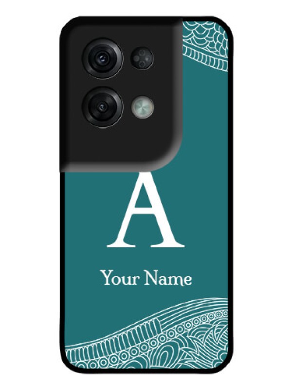 Custom Oppo Reno 8 Pro 5G Personalized Glass Phone Case - line art pattern with custom name Design