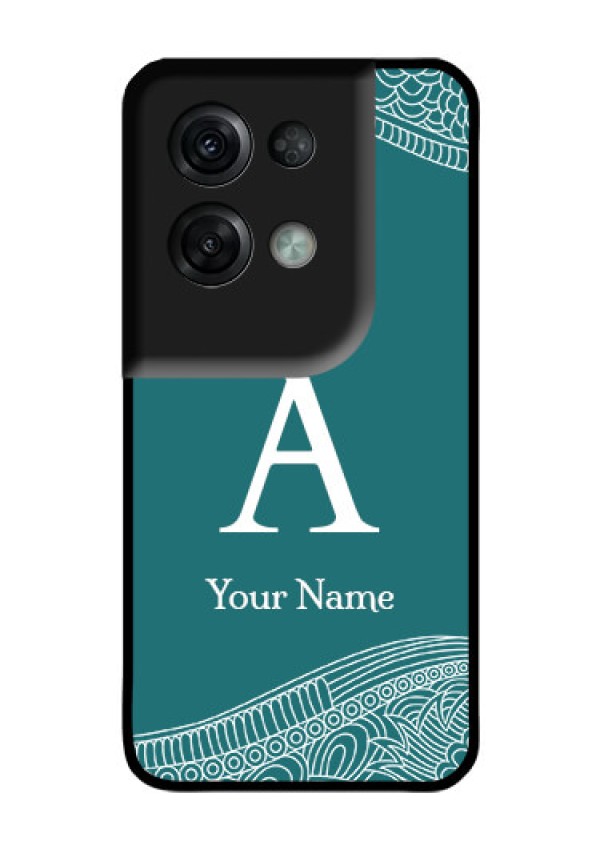 Oppo Reno 8 Pro 5G Personalized Glass Phone Case - line art pattern with custom name Design