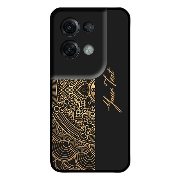 Oppo Reno 8 Pro 5G Photo Printing on Glass Case - Mandala art with custom text Design Oppo Reno 8 Pro 5G Photo Printing on Glass Case - Mandala art with custom text Design
