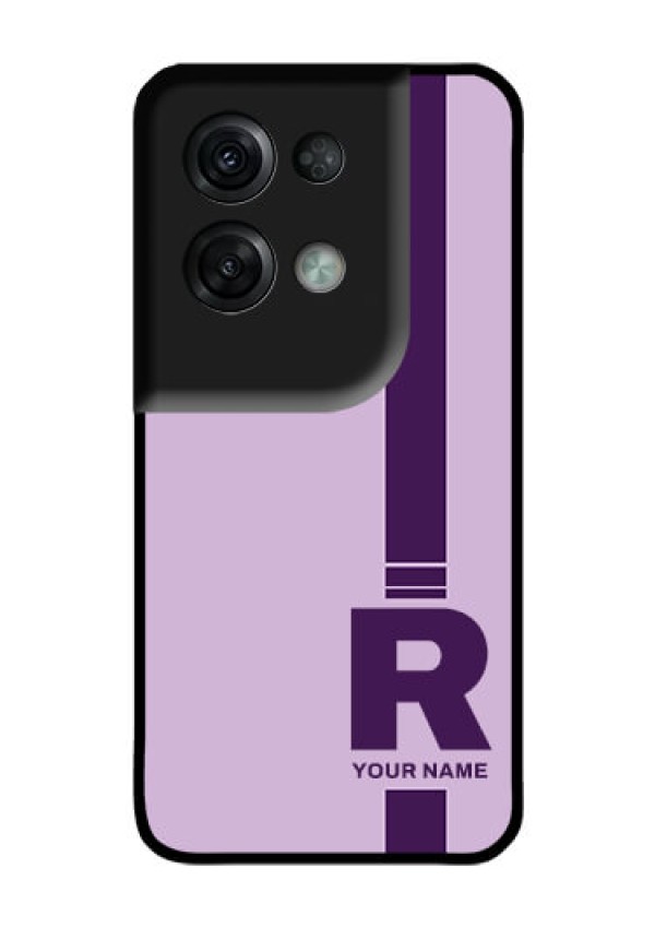 Oppo Reno 8 Pro 5G Photo Printing on Glass Case - Simple dual tone stripe with name Design