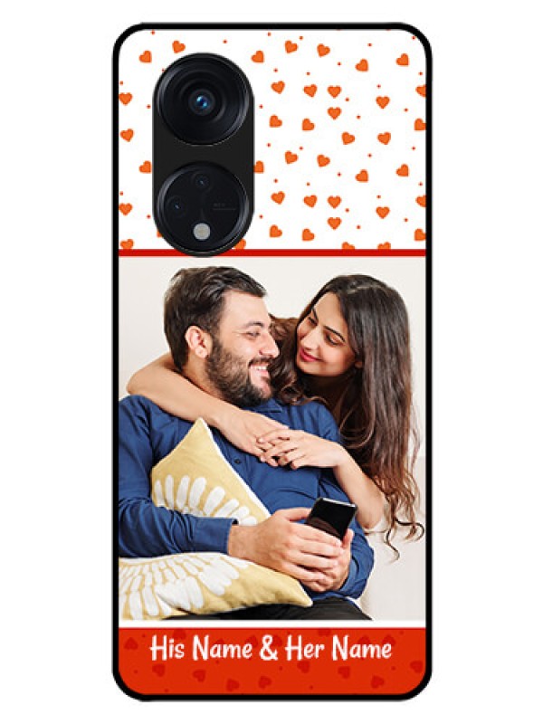 Custom Oppo Reno 8T 5G Custom Glass Phone Case - Orange Love Symbol Design