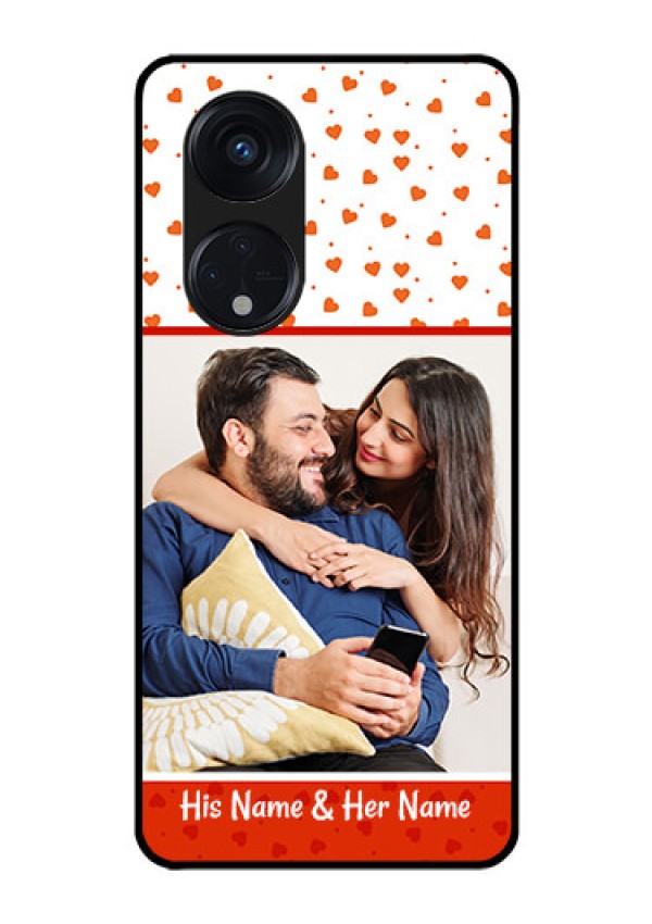 Oppo Reno 8T 5G Custom Glass Phone Case - Orange Love Symbol Design
