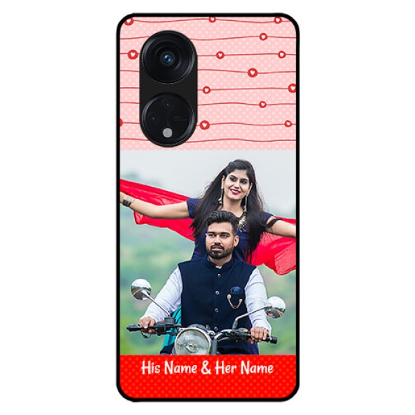 Oppo Reno 8T 5G Personalized Glass Phone Case - Red Pattern Case Design