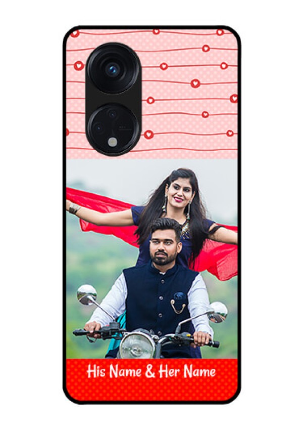 Oppo Reno 8T 5G Personalized Glass Phone Case - Red Pattern Case Design