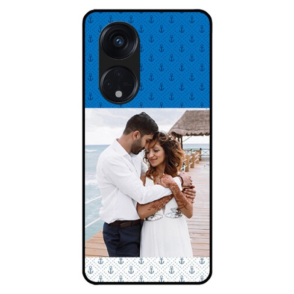 Oppo Reno 8T 5G Photo Printing on Glass Case - Blue Anchors Design