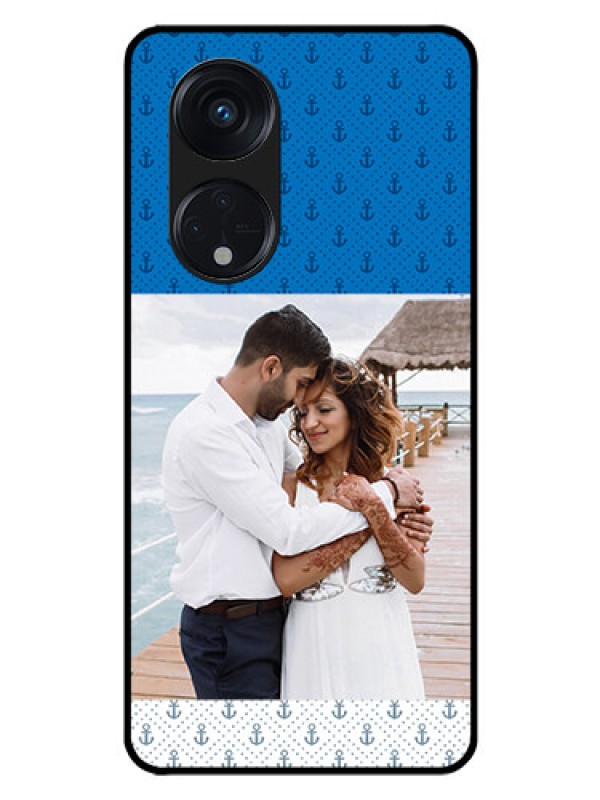 Custom Oppo Reno 8T 5G Photo Printing on Glass Case - Blue Anchors Design