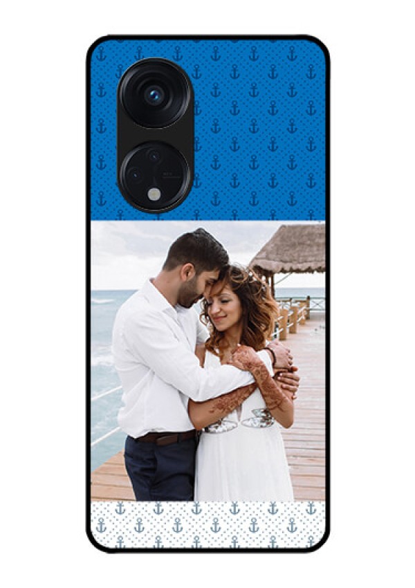 Oppo Reno 8T 5G Photo Printing on Glass Case - Blue Anchors Design