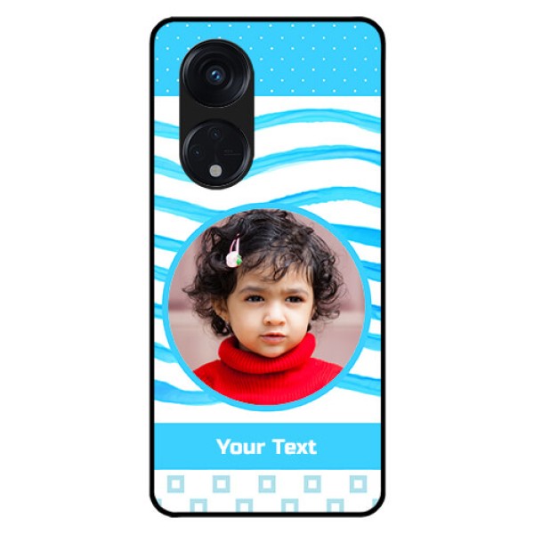 Oppo Reno 8T 5G Custom Glass Phone Case - Simple Blue Case Design
