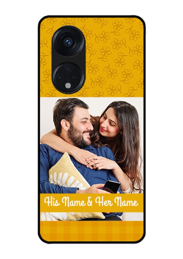 Oppo Reno 8T 5G Custom Glass Mobile Case - Yellow Floral Design