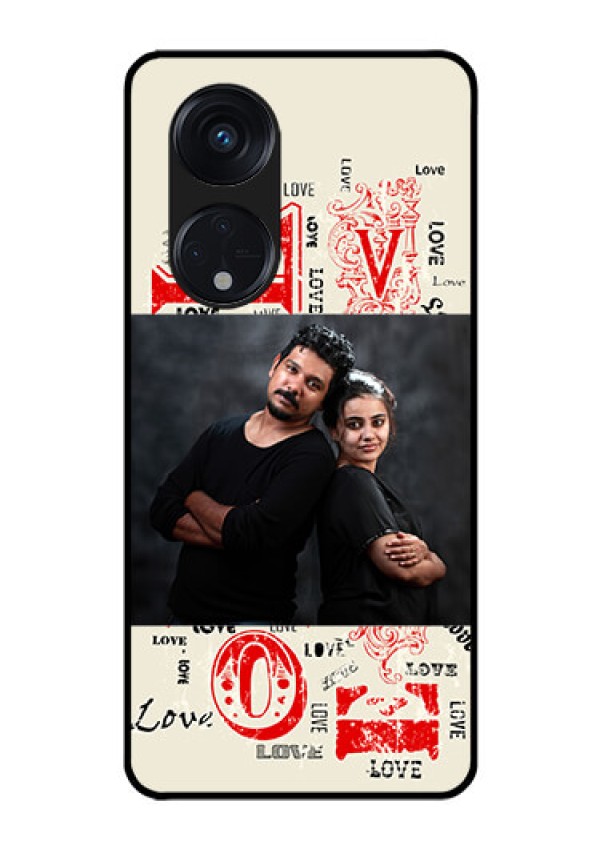 Oppo Reno 8T 5G Photo Printing on Glass Case - Trendy Love Design Case