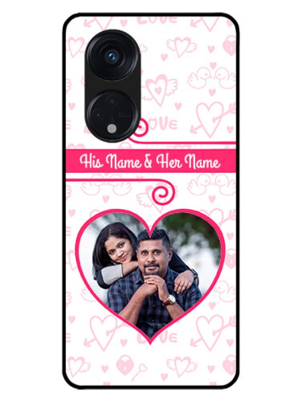 Custom Oppo Reno 8T 5G Personalized Glass Phone Case - Heart Shape Love Design