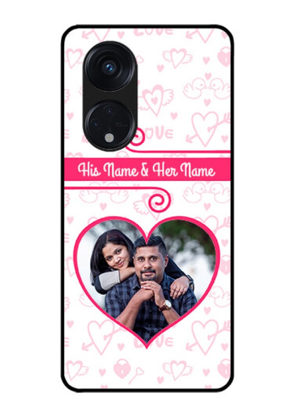 Oppo Reno 8T 5G Personalized Glass Phone Case - Heart Shape Love Design