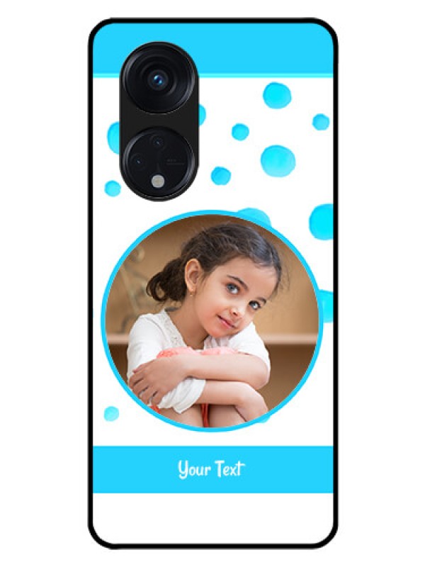 Custom Oppo Reno 8T 5G Photo Printing on Glass Case - Blue Bubbles Pattern Design