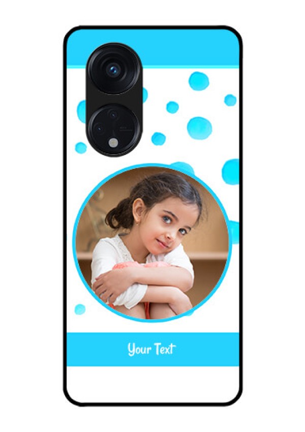 Oppo Reno 8T 5G Photo Printing on Glass Case - Blue Bubbles Pattern Design