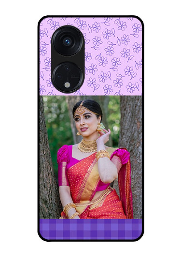 Oppo Reno 8T 5G Custom Glass Phone Case - Purple Floral Design