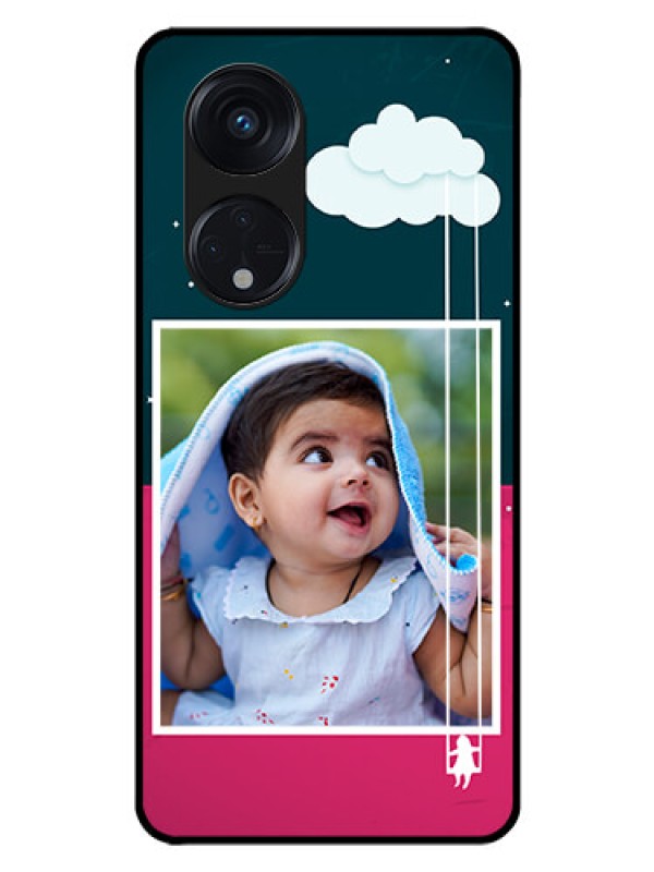 Custom Oppo Reno 8T 5G Custom Glass Phone Case - Cute Girl with Cloud Design