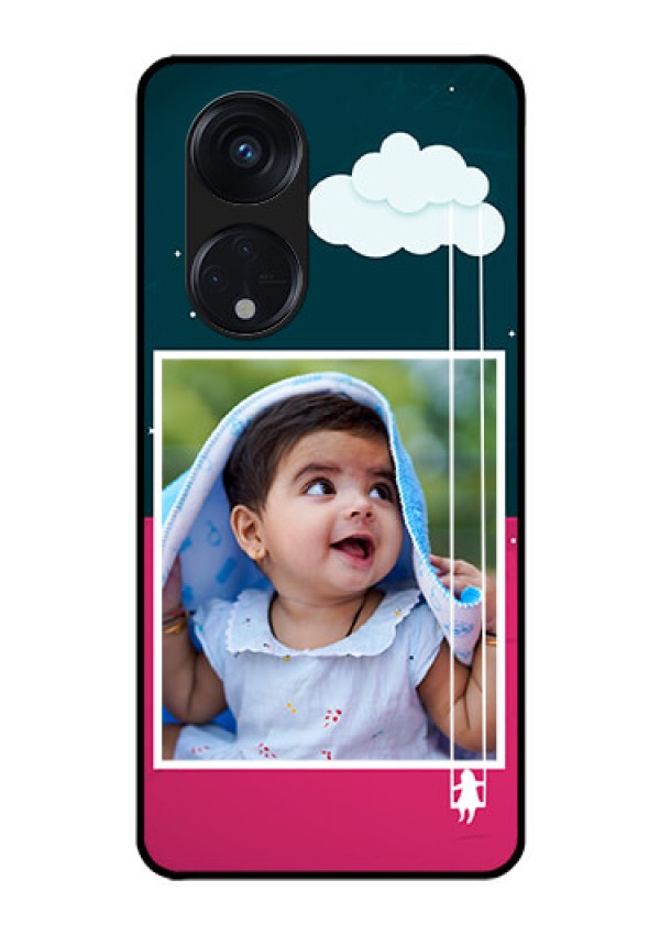 Oppo Reno 8T 5G Custom Glass Phone Case - Cute Girl with Cloud Design