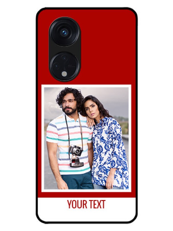 Custom Oppo Reno 8T 5G Personalized Glass Phone Case - Simple Red Color Design